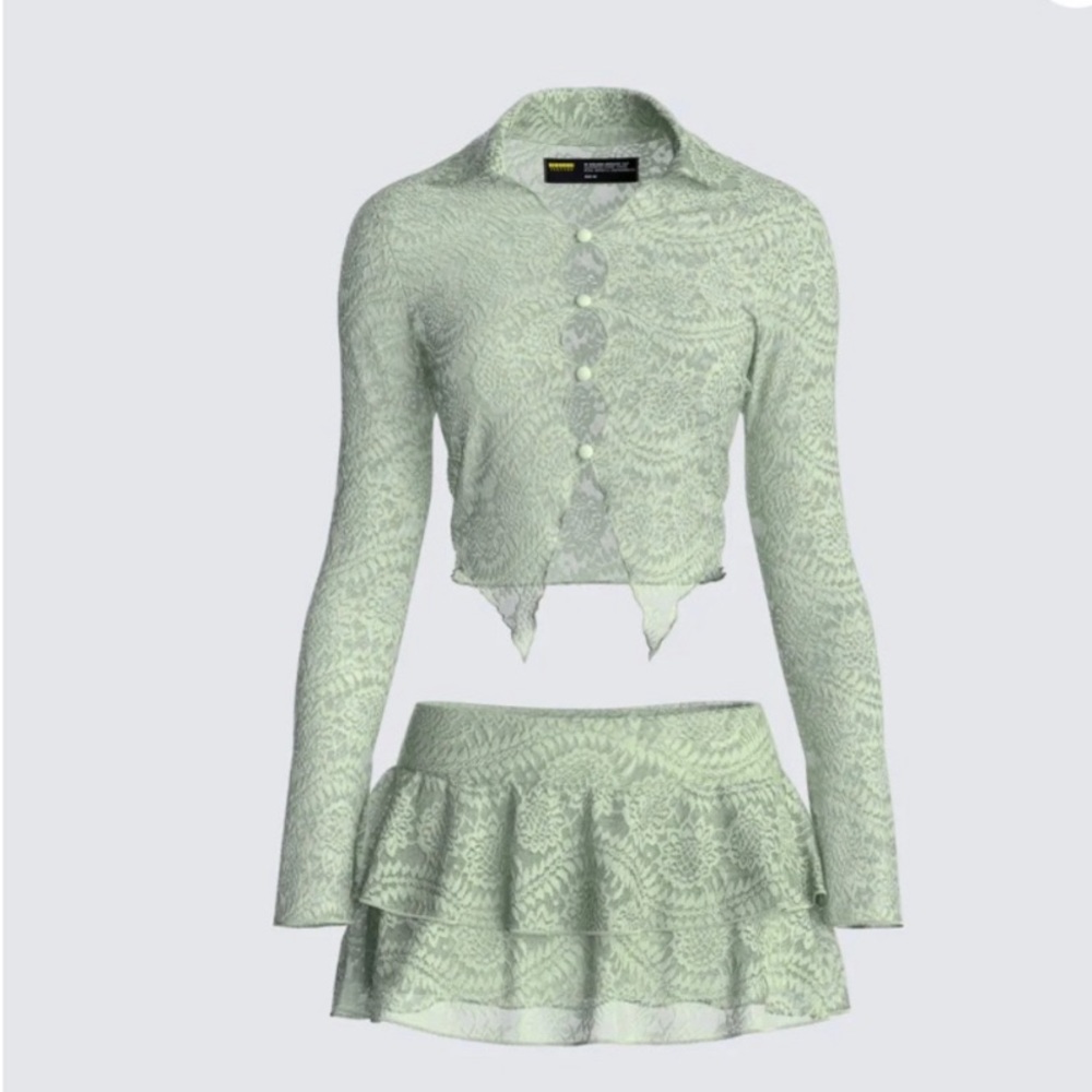 Sage green lace two piece outfit